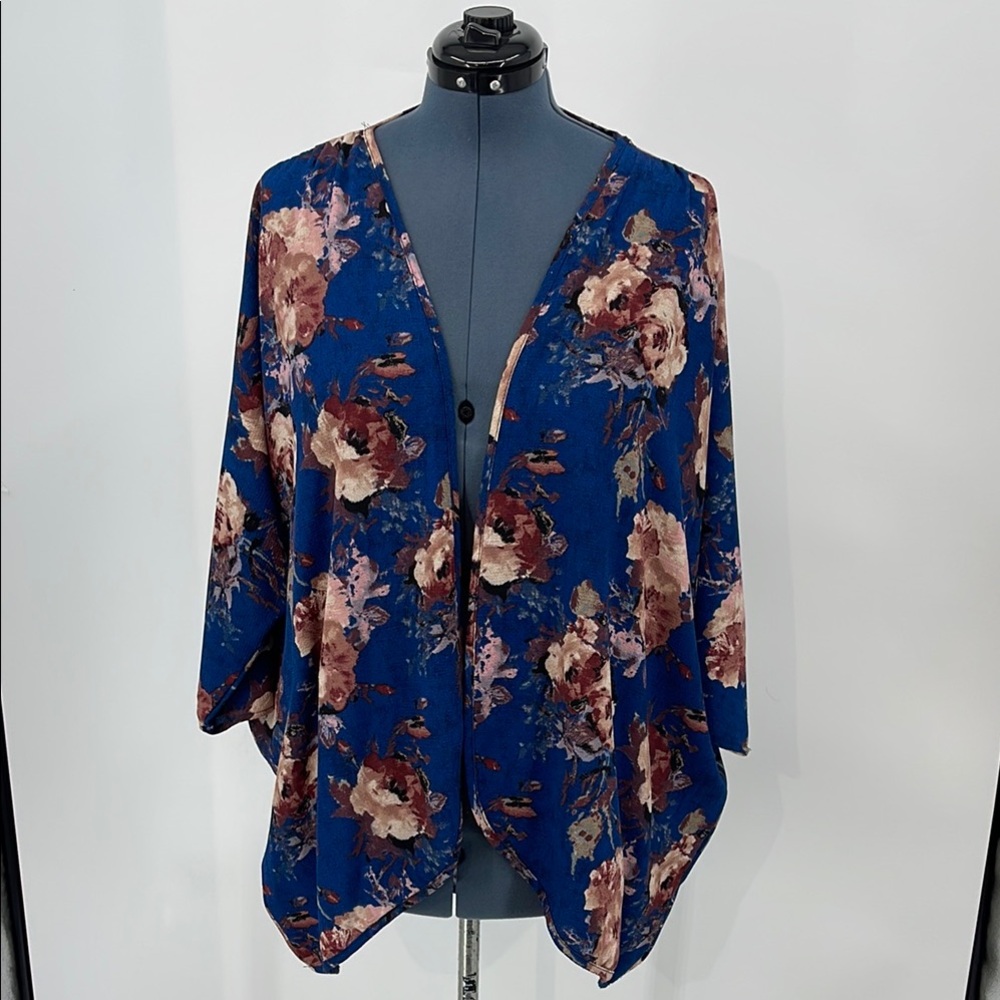 JANETT PLUS WOMENS SIZE 2X Floral Kimono Cardigan